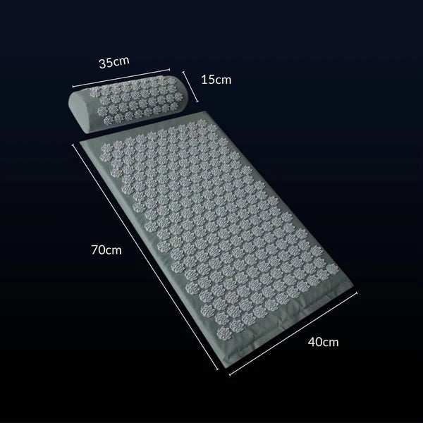Tapis d'Acupression Lotus — Set Détente Tapis + Coussin · Gris