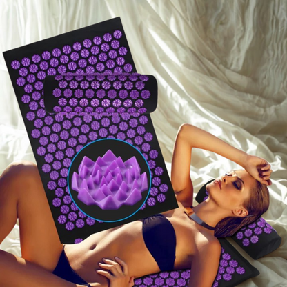 Tapis d'Acupression Lotus — Set Détente Tapis + Coussin · Violet