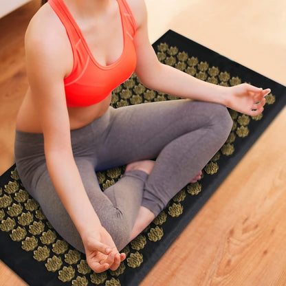 Tapis d'Acupression Lotus — Set Détente Tapis + Coussin · Or
